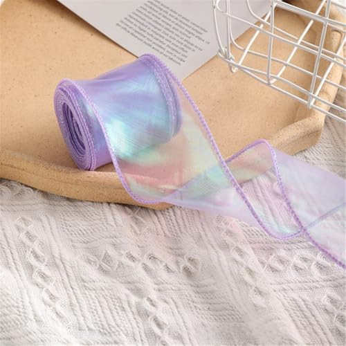 10 Yard Chiffonband 6cm – Glänzendes Satinband, Seidenband, Organzaband, Geschenkverpackung Band, Schleifenband, Tüllband, Geschenk Band für Valentinstag & Muttertagsgeschenke (Hellviolett) von TKSJROL