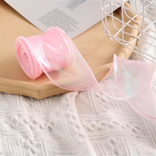 10 Yard Chiffonband 6cm – Glänzendes Satinband, Seidenband, Organzaband, Geschenkverpackung Band, Schleifenband, Tüllband, Geschenk Band für Valentinstag & Muttertagsgeschenke (Traumrosa) von TKSJROL