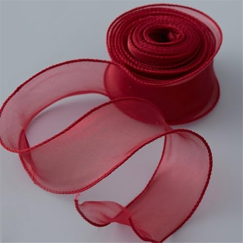 10 Yard Satinband 4 cm – Hochzeit Autodekoration, Chiffonband, Organzaband, Bandset, Tüllband, Seidenband, Schleifenband, Geschenk Band, Dekoband für Geschenkverpackung & DIY (Weinrot) von TKSJROL