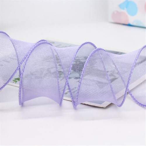 10 Yard Satinband 4cm – Chiffonband, Organzaband, Tüllband, Bandset, Seidenband, Schleifenband, Geschenk Band, Ribbon für Geschenkverpackungen, Hochzeit Antennenband & DIY Dekoration (Lila) von TKSJROL