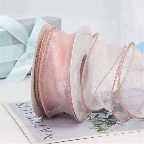 10 Yard Satinband 4cm – Chiffonband, Organzaband, Tüllband, Bandset, Seidenband, Schleifenband, Geschenk Band, Ribbon für Geschenkverpackungen, Hochzeit & DIY Dekoration (Antikrosa) von TKSJROL