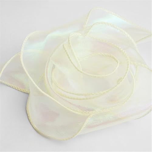 10 Yard Schimmerndes Chiffonband 4cm – Satinband, Seidenband, Organzaband, Tüllband, Bandset, Schleifenband, Geschenk Band, Hochzeit Antennenband, Ribbon für Basteln (Cremeweiß) von TKSJROL