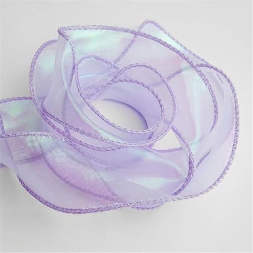 10 Yard Schimmerndes Chiffonband 4cm – Satinband, Seidenband, Organzaband, Tüllband, Bandset, Schleifenband, Geschenk Band, Hochzeit Antennenband, Ribbon für Basteln (Hellviolett) von TKSJROL