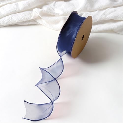 10 Yard Tüllband 4 cm – Transparentes Chiffonband, Satinband, Seidenband, Organzaband, Bandset, Dekoband, Geschenkverpackung Band, Geschenk Band für Hochzeit & DIY (Rauchblau) von TKSJROL