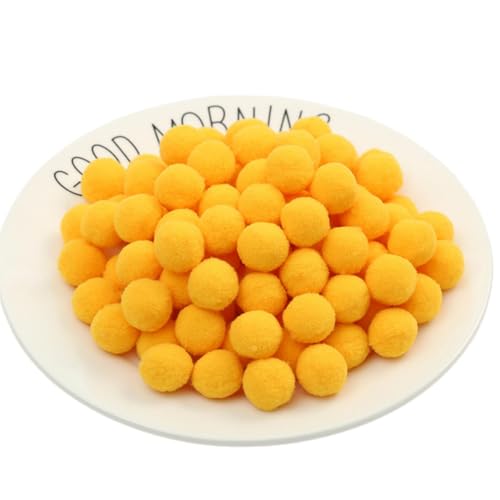 100 Stück Bunt Pompons - 25 mm Pompons Bälle zum Basteln, Filzkugeln für Ostern, Weihnachten, Deko Pompoms, Pastell Bommel, Flauschigen Plüsch Bälle für Handwerk Herstellung (18_Gold) von TKSJROL