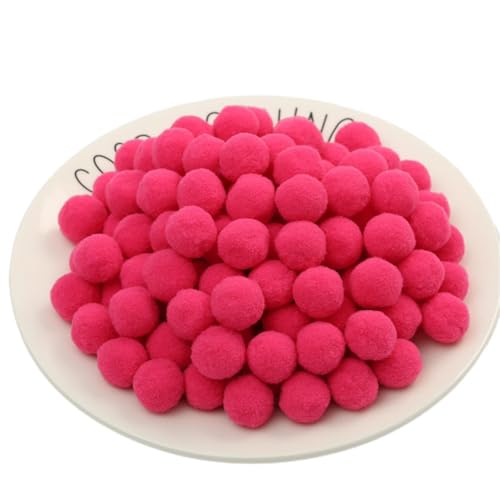 100 Stück Bunt Pompons - 25 mm Pompons Bälle zum Basteln, Filzkugeln für Ostern, Weihnachten, Deko Pompoms, Pastell Bommel, Flauschigen Plüsch Bälle für Handwerk Herstellung (4_Rosenrot) von TKSJROL