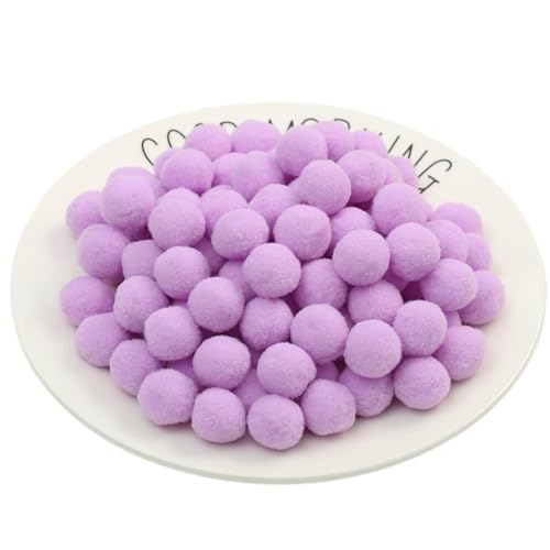 100 Stück Bunt Pompons - 30 mm Pompons Bälle zum Basteln, Filzkugeln für Ostern, Weihnachten, Deko Pompoms, Pastell Bommel, Flauschigen Plüsch Bälle für Handwerk Herstellung (11_Hellviolett) von TKSJROL