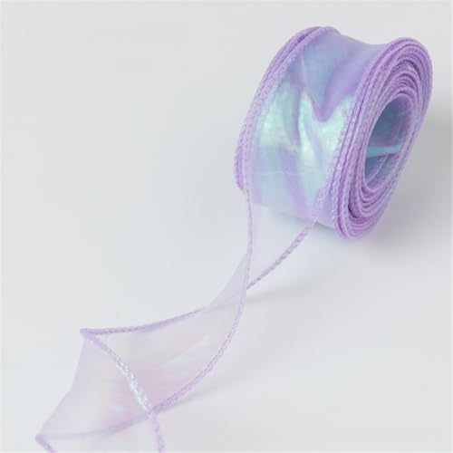 100 Yard Chiffonband 4 cm breit – Seidenband, Satinband, Organzaband, Tüllband, Geschenk Band, Dekoband, Schleifenband, Ribbon, Bandset für DIY, Scrapbooking, Basteln & Dekoration (Traumlila) von TKSJROL