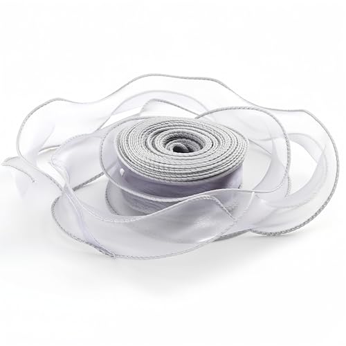 100 Yard Chiffonband 4cm – Hochzeit Antennenband, Satinband, Seidenband, Organzaband, Tüllband, Geschenk Band, Schleifenband, Ribbon für Brautauto, Tischdeko & Hochzeitsgeschenke (Grau) von TKSJROL