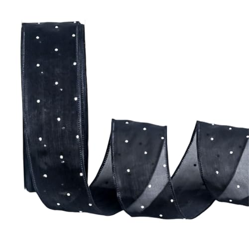 100 Yard Glitzerndes Tüllband 4cm – Transparentes Organza Band als Geschenkband, Schleifenband, Dekoband, Seidenband, Schneegarn, Chiffonband für DIY, Hochzeit, Weihnachten (Schwarz) von TKSJROL