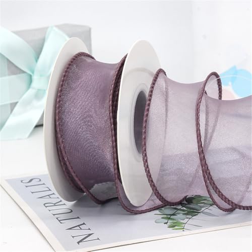 100 Yard Satinband 4cm – Chiffonband, Organzaband, Tüllband, Bandset, Seidenband, Schleifenband, Geschenk Band, Ribbon für Geschenkverpackungen, Hochzeit & DIY Dekoration (Staubiges Lila) von TKSJROL
