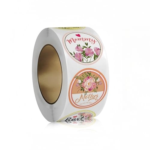 1000 Stück Geschenkaufkleber für Muttertag – Selbstklebende Deko Etiketten, Sticker, Geschenkanhänger, Paket Label und Geschenkboxen für kreative Verpackungen und festliche Anlässe (A, 25mm) von TKSJROL
