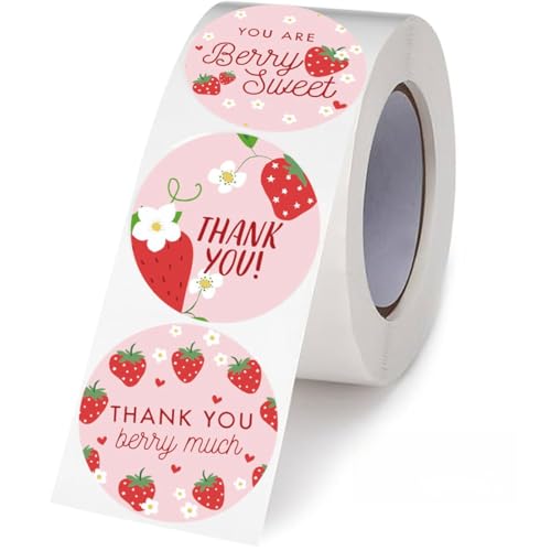 1000 Stück Vielen Dank Etiketten für Verpackungen – Selbstklebende Sticker, Siegel Etiketten, Paket Label, Vintage Klebeetiketten für kleine Unternehmen und Geschenkverpackungen (Rosa, 38mm) von TKSJROL