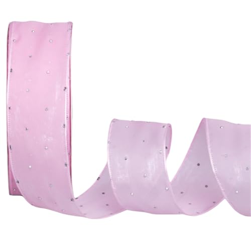 120 Yard Glitzerndes Tüllband 4cm – Transparentes Organza Band als Geschenkband, Schleifenband, Dekoband, Seidenband, Schneegarn, Chiffonband für DIY, Hochzeit, Weihnachten (Dunkelrosa) von TKSJROL