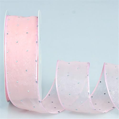 120 Yard Glitzerndes Tüllband 4cm – Transparentes Organza Band als Geschenkband, Schleifenband, Dekoband, Seidenband, Schneegarn, Chiffonband für DIY, Hochzeit, Weihnachten (Rosérosa) von TKSJROL