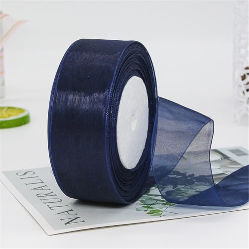 135 Meter Organza Band 4cm Breit – Transparentes Chiffonband Schleifenband Schmales Seidenband für Backen, Tortendeko, Kuchenband, Geschenkverpackung, Handgemachte Deko, DIY (Navyblau) von TKSJROL