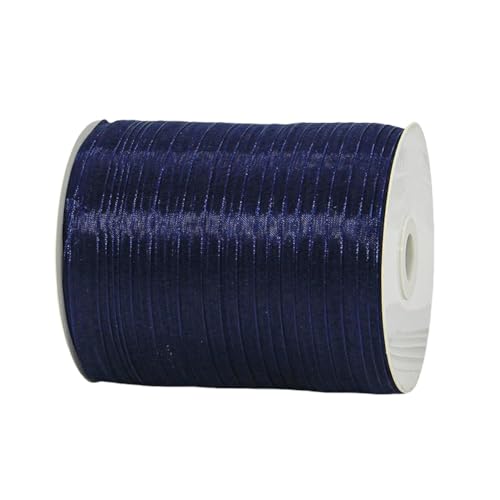 1350 Meter Organza Band 1cm Breit – Transparentes Chiffonband Schleifenband Schmales Seidenband für Backen, Tortendeko, Kuchenband, Geschenkverpackung, Handgemachte Deko, DIY (Navyblau) von TKSJROL