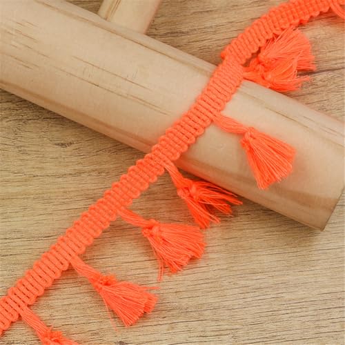 15 Yards Fransenborte - 43 mm Fransenband Dekoband Textilborte StoffbordüRe Lace Ribbon DIY Quastenborte Vintage Fransen Trim Quastenband Stoffband zum Nähen und Dekor (Neonorange) von TKSJROL