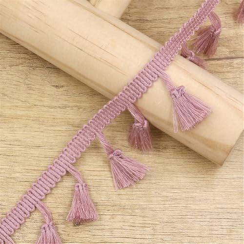 15 Yards Fransenborte - 43mm Fransenband Dekoband Textilborte Lace Ribbon StoffbordüRe DIY Spitzenborte Quastenborte Vintage Stoffband Quastenband Fransen Trim zum Nähen und Dekor (Mauverosa) von TKSJROL