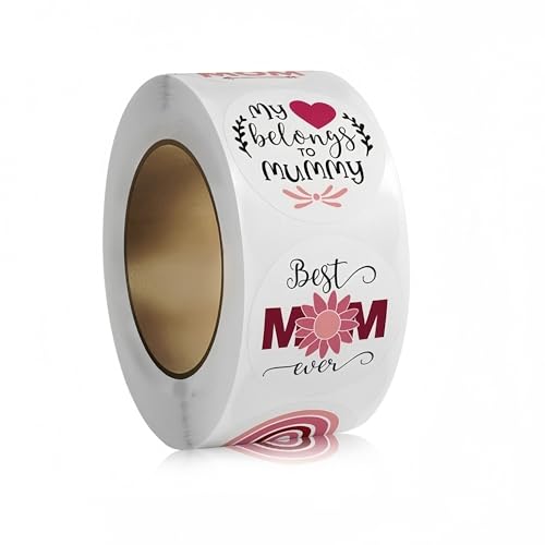 1500 Stück Geschenkaufkleber für Muttertag – Selbstklebende Deko Etiketten, Sticker, Geschenkanhänger, Paket Label und Geschenkboxen für kreative Verpackungen und festliche Anlässe (B, 25mm) von TKSJROL