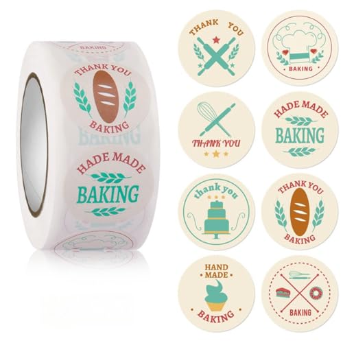 1500 Stück Handmade Etiketten für kreative DIY Verpackungen – Selbstklebende Aufkleber, Paket Label, Geschenkaufkleber, Siegel Etiketten für Marmeladengläser, Cookie Box und Flasche (C, 25mm) von TKSJROL