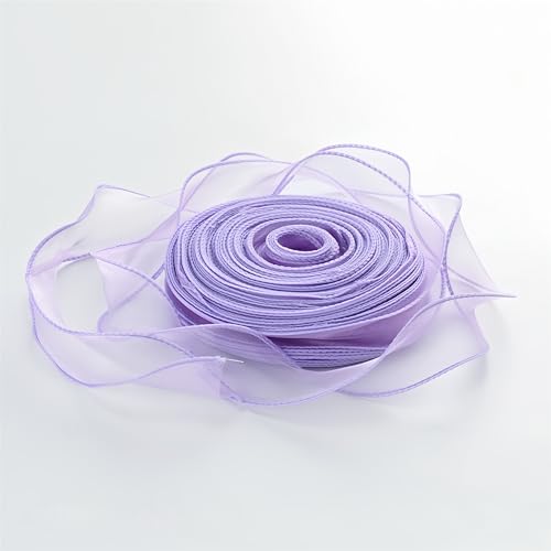 160 Yard Satinband 4 cm – Elegante Chiffonband, Tüllband, Organza Band, Seidenband, Dekoband, Schleifenband, Geschenkband, Bandset für Hochzeit & Geschenkverpackung (Hellviolett) von TKSJROL