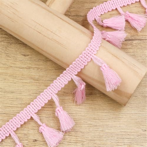 17 Yards Fransenborte - 43 mm Fransenband StoffbordüRe Dekoband DIY Spitzenborte Quastenborte Lace Ribbon Textilborte Vintage Quastenband Stoffband Fransen Trim zum Nähen und Dekor (Rosa) von TKSJROL
