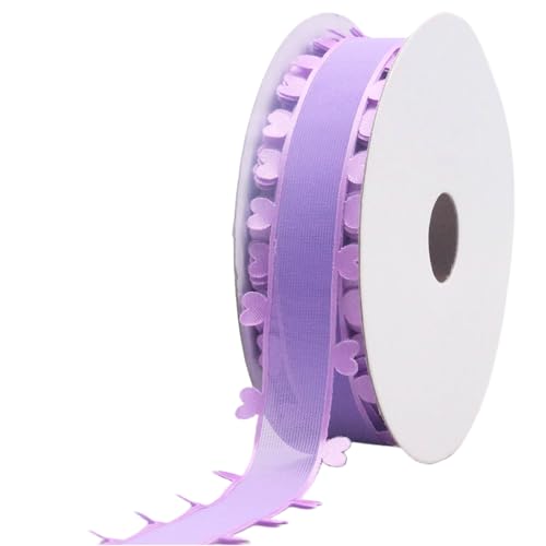 18 Meter Geschenkband – Dekoband Herzband aus Chiffon für Geschenkverpackung, Tüllbänder, Stoffband, Seidenband, Organzaband, Schleifenband für Hochzeit, Basteln & kreative Deko (25 mm, Lila) von TKSJROL