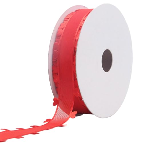 18 Meter Organzaband – Herzband aus Chiffon für Geschenkverpackung, Schleifenband, Dekoband, Stoffband, Seidenband, Tüllbänder für Hochzeit, Basteln, DIY Dekoration, Party (25 mm, Knallrot) von TKSJROL
