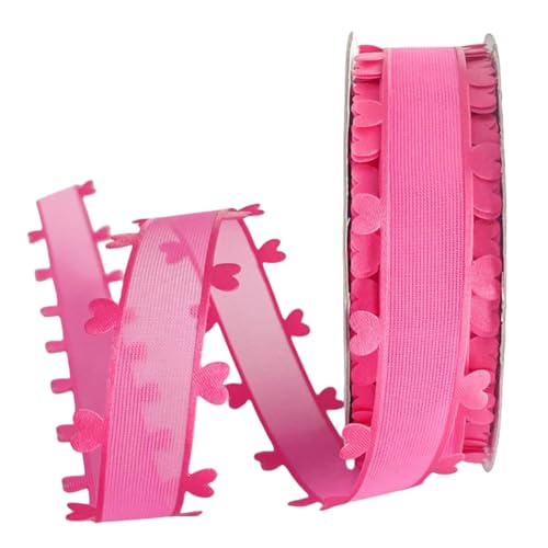 18 Meter Organzaband – Herzband aus Chiffon für Geschenkverpackung, Schleifenband, Dekoband, Stoffband, Seidenband, Tüllbänder für Hochzeit, Basteln, DIY Dekoration, Party (25 mm, Rosenrot) von TKSJROL