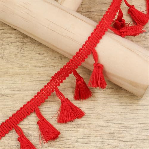 18 Yards Fransenborte - 43 mm Fransenband StoffbordüRe Dekoband Textilborte DIY Spitzenborte Quastenborte Lace Ribbon Vintage Quastenband Stoffband Fransen Trim zum Nähen und Dekorieren (Rot) von TKSJROL