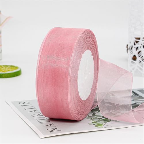 180 Meter Chiffon Geschenkband 4cm Breit – Transparentes Organza Schleifenband Tüll Seidenband für Geschenkverpackung, Geburtstage, Weihnachten, DIY Dekoration, Torten, Handwerk (Altrosa) von TKSJROL