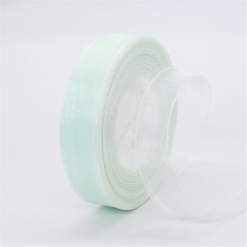 180 Meter Organza Band 2cm Breit – Transparentes Chiffonband Schleifenband Schmales Seidenband für Backen, Tortendeko, Kuchenband, Geschenkverpackung, Handgemachte Deko, DIY (Minzgrün) von TKSJROL
