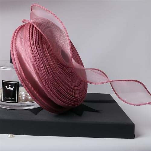 180 Meter Organzaband 4 cm – Seidenband, Chiffonband, Satinband, Tüllband, Geschenkverpackung, Dekoband, Schleifenband, Bandset, Geschenkband für DIY & kreative Projekte (Korallenrot) von TKSJROL