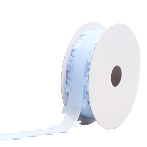 180 Meter Stoffband – Chiffonband Herzband für DIY, Hochzeit, Basteln, Geschenkverpackung, Deko Tüllbänder, Organzaband, Schleifenband, Seidenband für kreative Handwerks (25 mm, Himmelblau) von TKSJROL