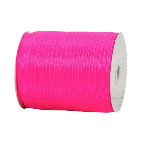 1800 Meter Chiffonband 1cm Breit – Transparentes Organza Geschenkband Schmales Schleifenband aus Nylon für Hüte, Haarschmuck, Backzubehör, Torten, DIY, Geschenkverpackung, Dekoration (Rosa) von TKSJROL