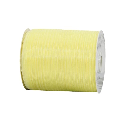 1800 Meter Organza Band 1cm Breit – Transparentes Chiffonband Schleifenband Schmales Seidenband für Backen, Tortendeko, Kuchenband, Geschenkverpackung, Handgemachte Deko, DIY (Hellgelb) von TKSJROL