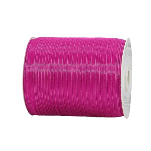 1800 Meter Organza Band 1cm Breit – Transparentes Chiffonband Schleifenband Schmales Seidenband für Backen, Tortendeko, Kuchenband, Geschenkverpackung, Handgemachte Deko, DIY (Rosenrot) von TKSJROL