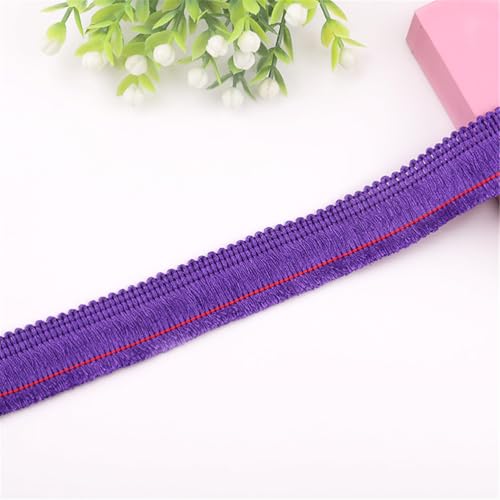 2 Meter Fransenborte - 2 cm Fransenband StoffbordüRe Dekoborte Lace Ribbon DIY Spitzenborte Quastenborte Textilborte Vintage Quastenband Quasten Trim Stoffband zum Nähen (18_Dunkelviolett) von TKSJROL