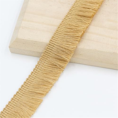 2 Meter Fransenborte - 25mm Fransenband DIY Spitzenborte Quastenborte Dekoband Textilborte Lace Ribbon StoffbordüRe Vintage Quasten Trim Stoffband zum Nähen und Dekorieren (Karamellbraun) von TKSJROL