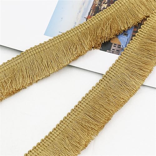 2 Meter Fransenborte - 25mm Fransenband DIY Spitzenborte Quastenborte Dekoband Textilborte Lace Ribbon StoffbordüRe Vintage Quasten Trim Stoffband zum Nähen und Dekorieren (Leichter Kaffee) von TKSJROL
