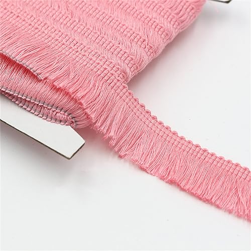 2 Meter Fransenborte - 25mm Fransenband Spitzenborte Quastenborte Dekoband Textilborte Lace Ribbon StoffbordüRe Vintage Quasten Trim Stoffband Quastenband zum Nähen und Dekorieren (Antikrosa) von TKSJROL