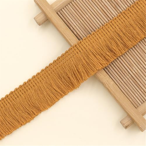 2 Meter Fransenborte - 25mm Fransenband Spitzenborte Quastenborte Dekoband Textilborte Lace Ribbon StoffbordüRe Vintage Quasten Trim Stoffband Quastenband zum Nähen und Dekorieren (Bronze) von TKSJROL