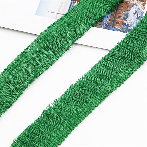2 Meter Fransenborte - 25mm Fransenband Spitzenborte Quastenborte Dekoband Textilborte Lace Ribbon StoffbordüRe Vintage Quasten Trim Stoffband Quastenband zum Nähen und Dekorieren (Grün) von TKSJROL