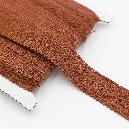 2 Meter Fransenborte - 25mm Fransenband Spitzenborte Quastenborte Dekoband Textilborte Lace Ribbon StoffbordüRe Vintage Quasten Trim Stoffband Quastenband zum Nähen und Dekorieren (Rotbraun) von TKSJROL