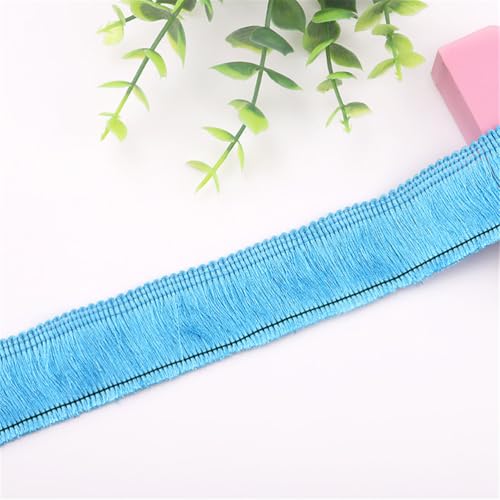 2 Meter Fransenborte - 3 cm Fransenband DIY Spitzenborte Quastenborte Lace Ribbon Textilborte Dekoborte StoffbordüRe Vintage Quasten Trim Quastenband Stoffband zum Nähen (Hellblau) von TKSJROL
