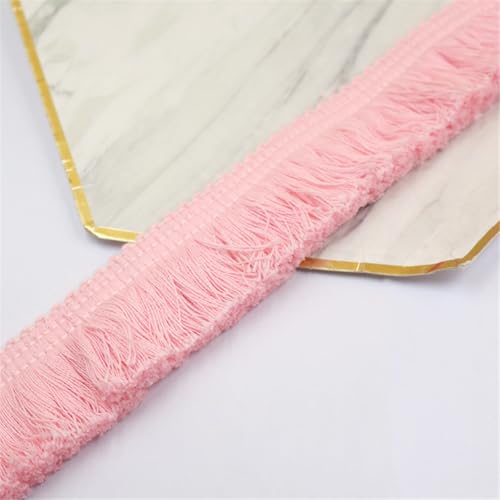 2 Meter Fransenborte - 38 mm Fransenband DIY Spitzenborte Quastenborte Dekoband StoffbordüRe Lace Ribbon Textilborte Vintage Quasten Trim Quastenband Stoffband zum Nähen und Dekorieren (Rosa) von TKSJROL