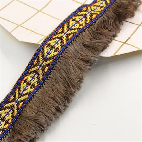 2 Meter Fransenborte - 4 cm Fransenband DIY Quastenborte Dekoband StoffbordüRe TextilbordüRe Lace Ribbon Vintage Stoffband Quasten Trim Quastenband zum Nähen und Dekor (Dunkelbraun) von TKSJROL