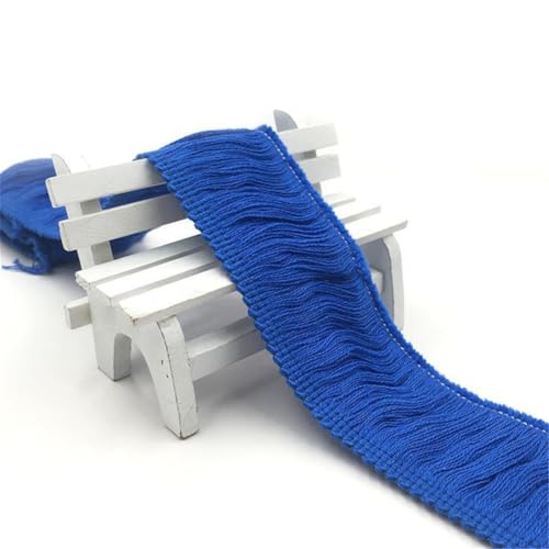 2 Meter Fransenborte - 5 cm Fransenband DIY Spitzenborte Quastenborte Dekoband StoffbordüRe Lace Ribbon Textilborte Vintage Quasten Trim Stoffband Quastenband zum Nähen und Dekorieren (Blau) von TKSJROL