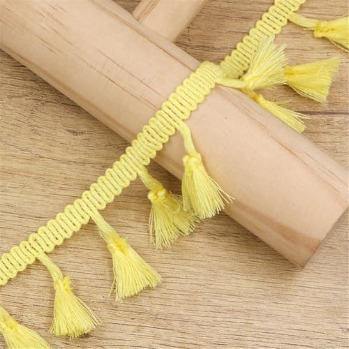 2 Yards Fransenborte - 43 mm Fransenband Textilborte StoffbordüRe DIY Quastenborte Lace Ribbon Dekoband Vintage Quastenband Quasten Trim Stoffband zum Nähen und Dekor (Weiches Gelb) von TKSJROL